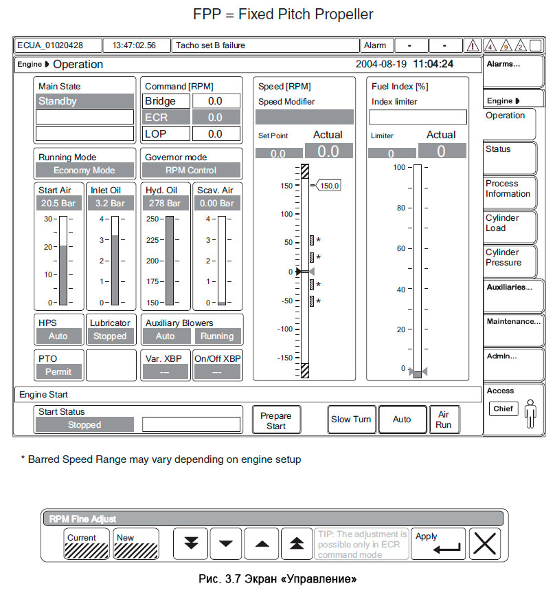 Экран «Управление»