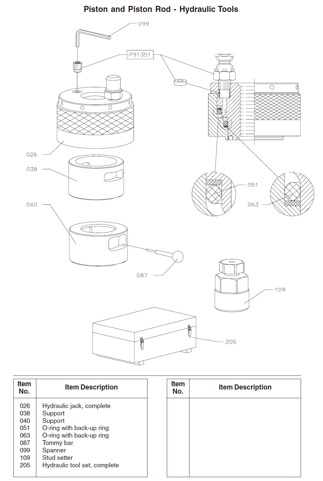 Piston and Piston Rod - Hydraulic Tools