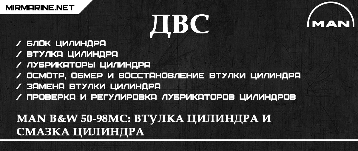 MAN B&W 50-98MC: Втулка цилиндра и смазка цилиндра