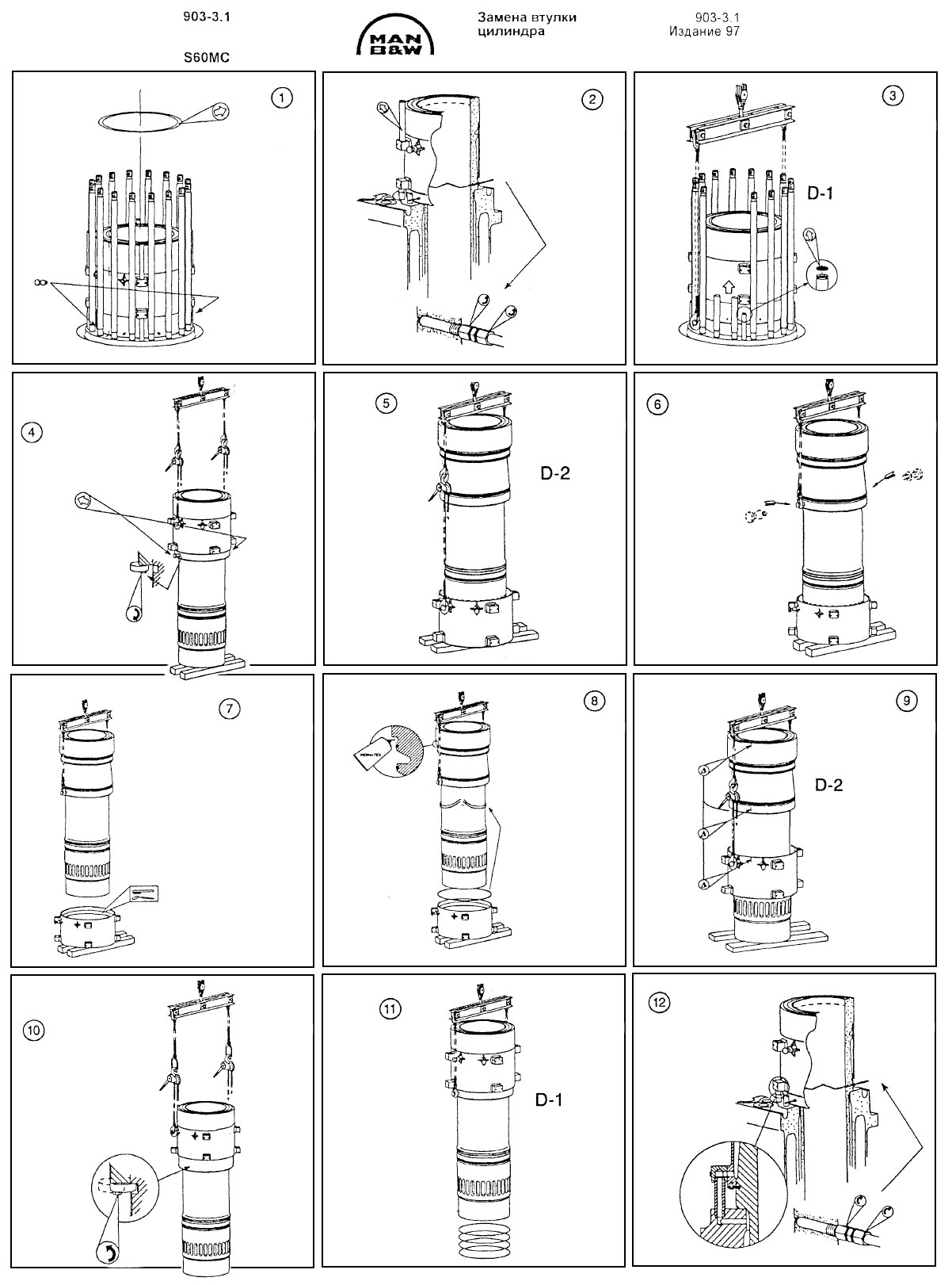 Замена втулки цилиндра  S60MC