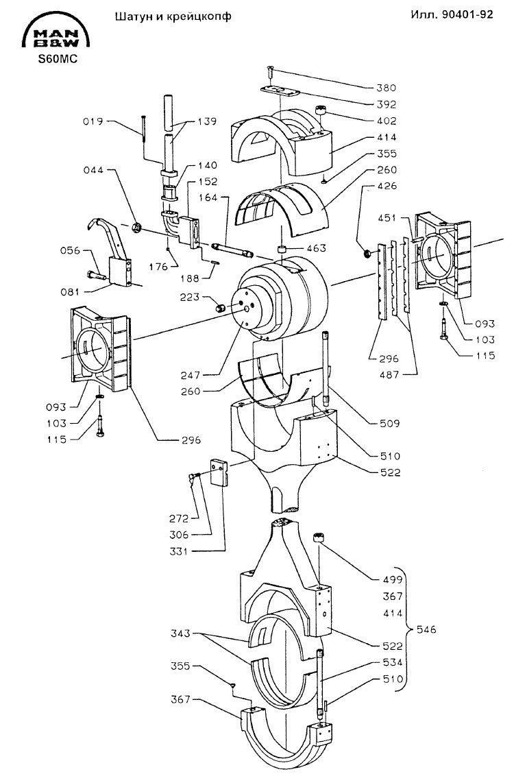 Шатун и крейцкопф S60MC