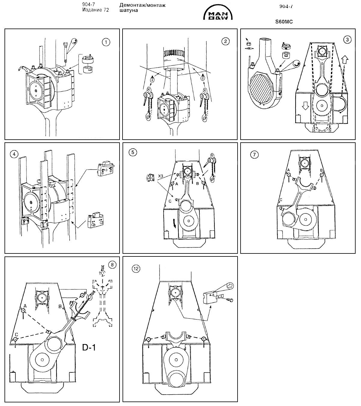 Демонтаж/монтаж шатуна S60MC