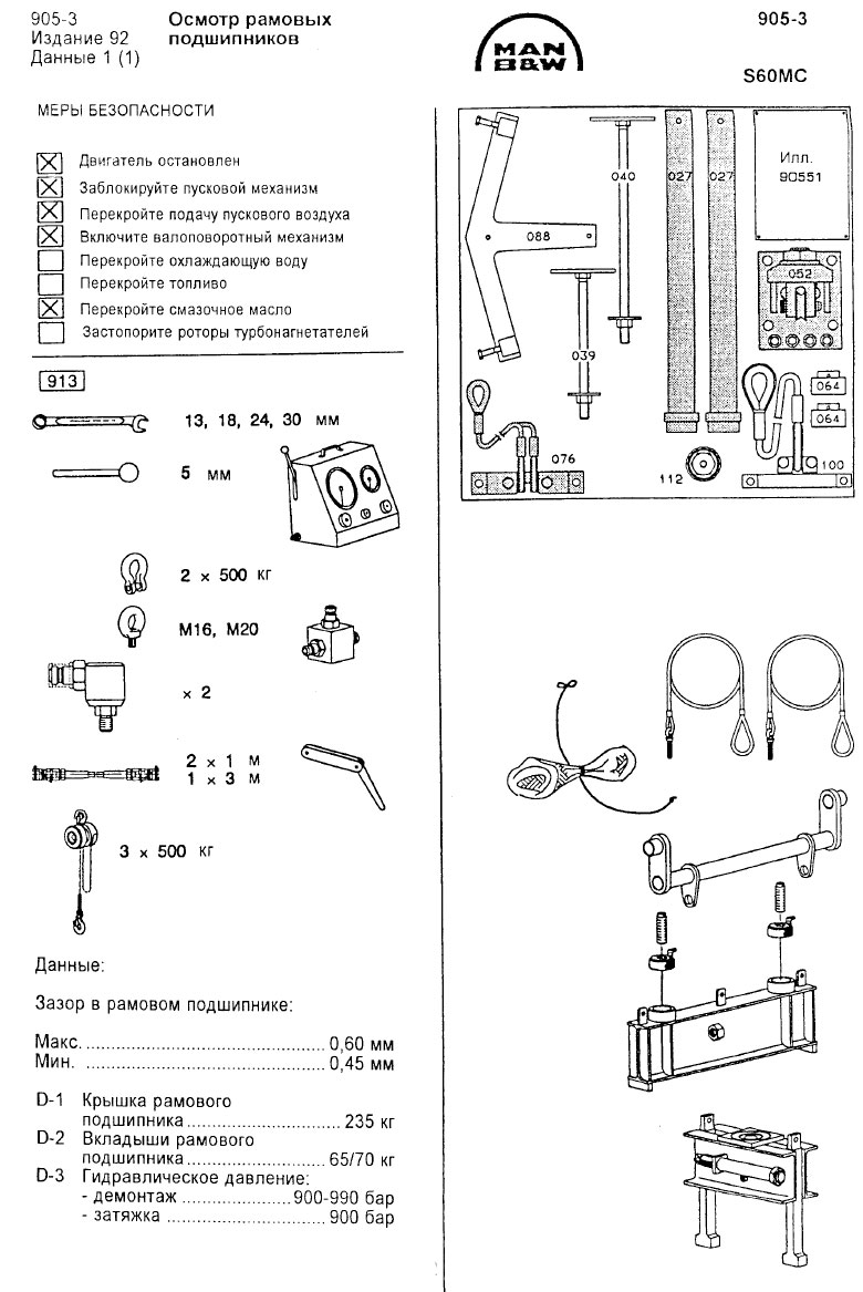 Осмотр рамовых подшипников
