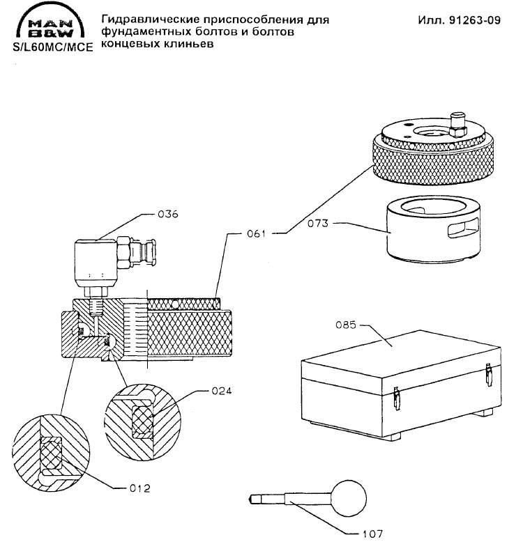 Гидравлические приспособления для фундаментных болтов и болтов концевых клиньев