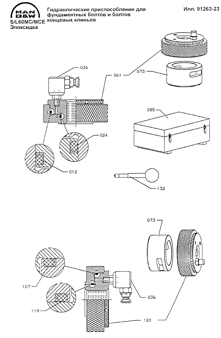 Гидравлические приспособления для фундаментных болтов и болтов концевых клиньев