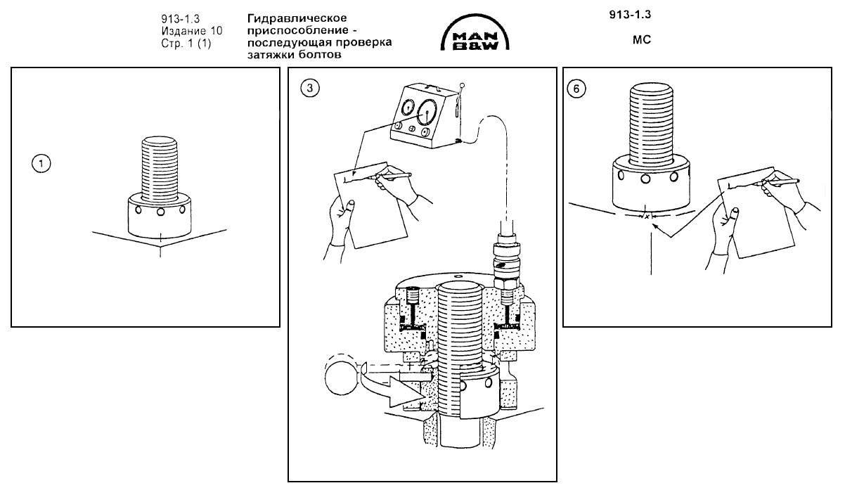 Гидравлическое приспособление-последующая проверка затяжки болтов