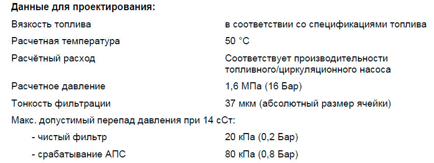 Данные для проектирования