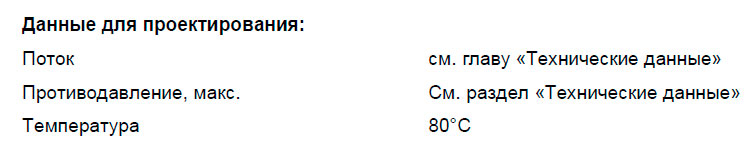 Данные для проектирования
