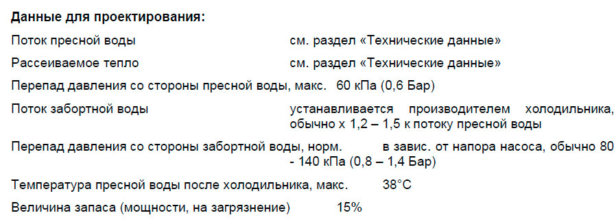 Данные для проектирования: