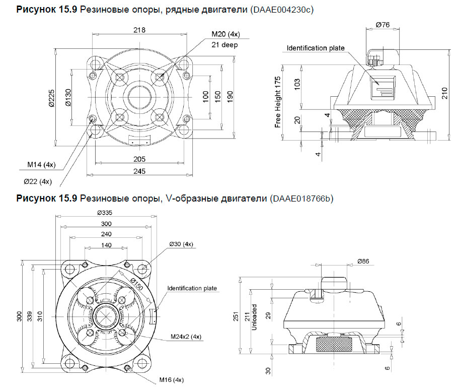 Резиновые опоры, рядные двигатели