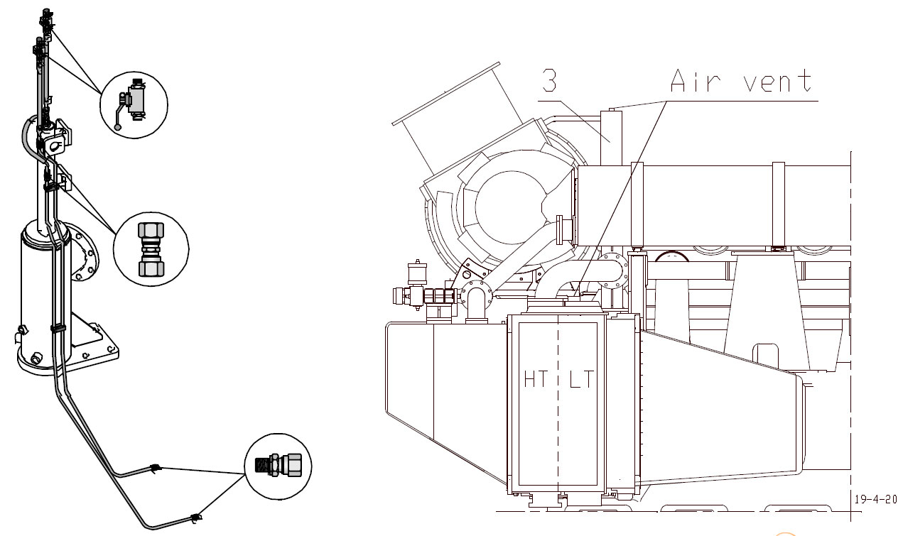 Venting of in-line engine water systems
