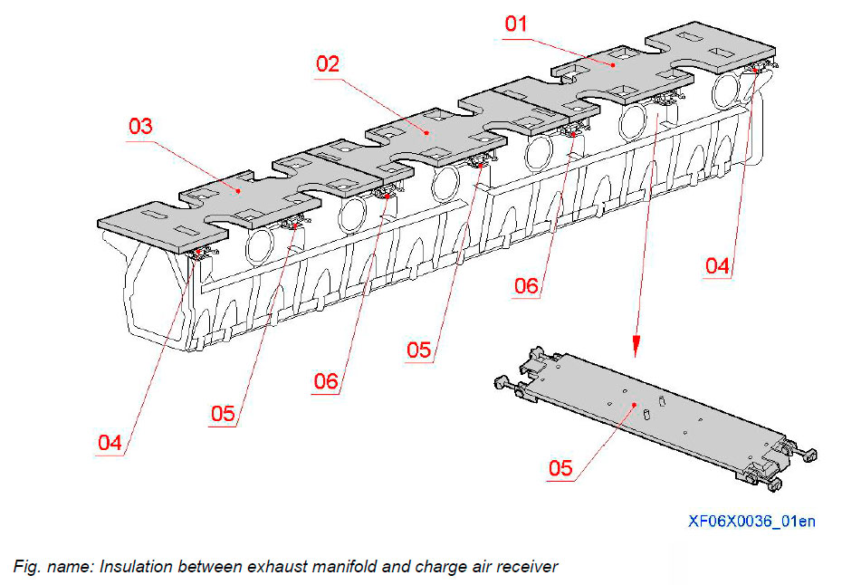Insulation between exhaust manifold and charge air receiver