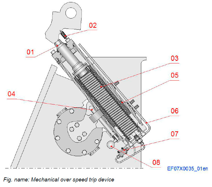 Mechanical over speed trip device