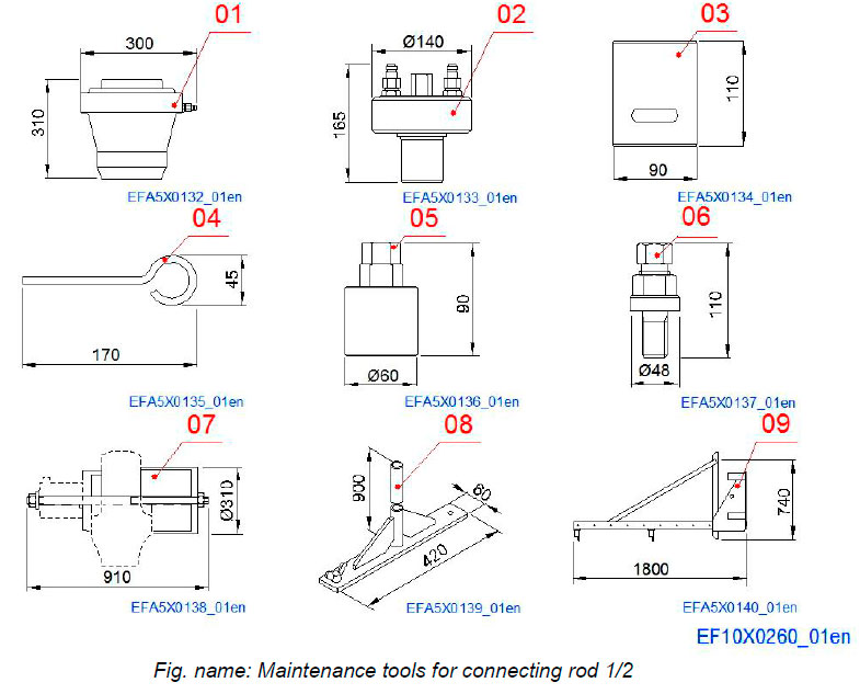 Maintenance tools for connecting rod 1/2