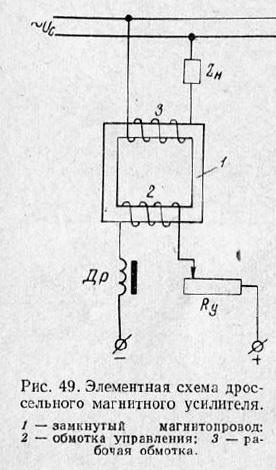 Элементная схема дроссельного магнитного усилителя