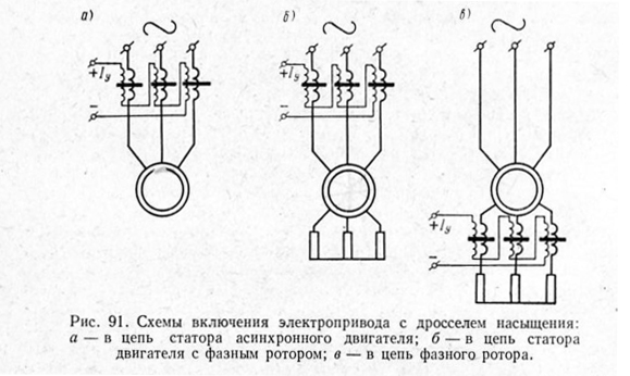 Схемы включения электропривода с дросселем насыщения