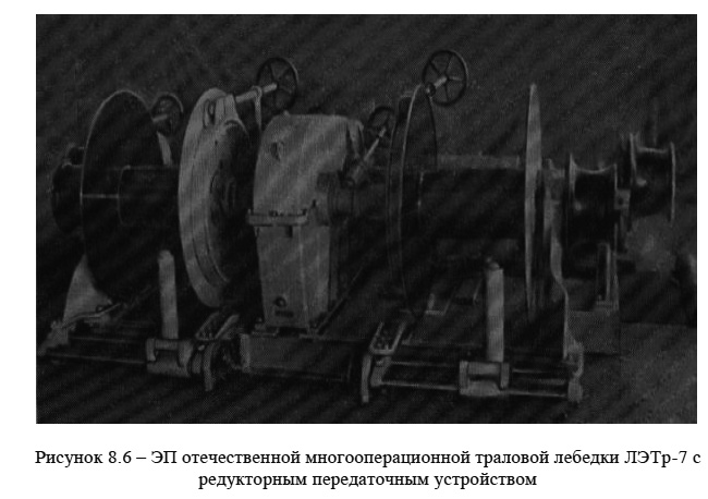 Электропривод отечественной многооперационной траловой лебедки ЛЭТр-7 с редукторным передаточным устройством