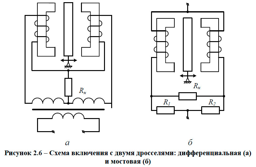 Схема включения с двумя дросселями: дифференциальная (а) и мостовая (б)
