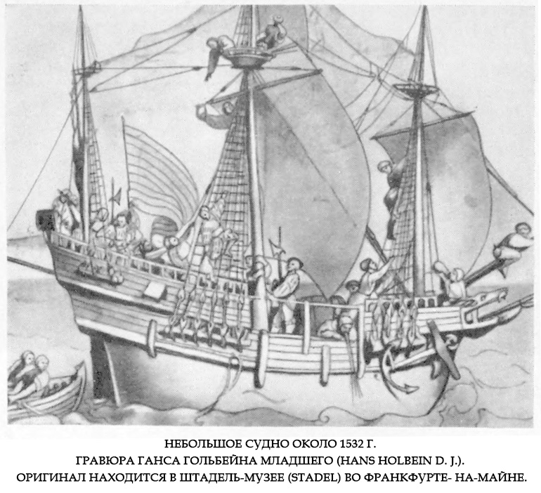 Небольшое судно около 1532 г. Гравюра Ганса Гольбейна Младшего 