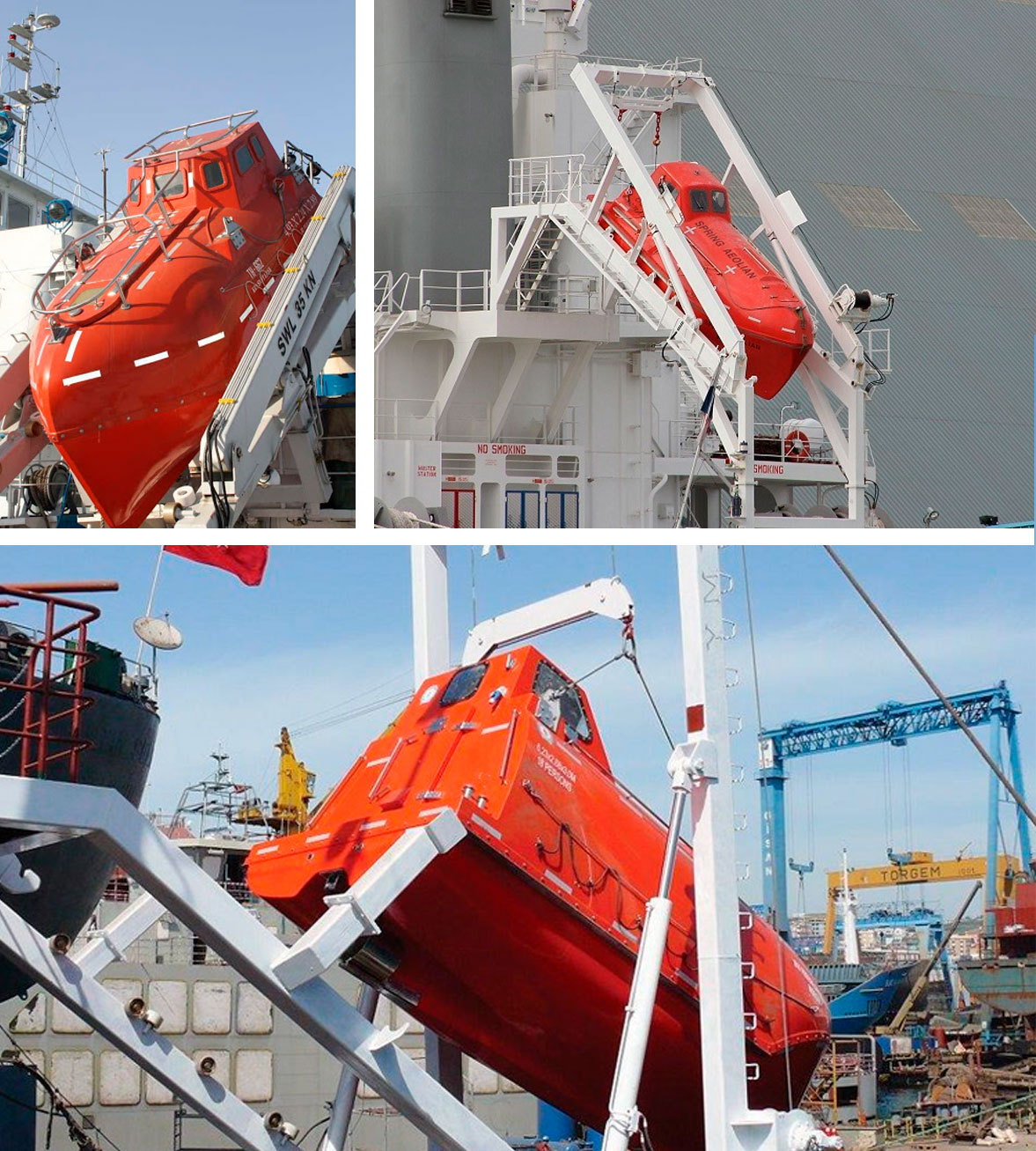 Спуск спасательной шлюпки свободным падением