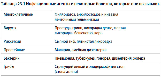 Инфекционные агенты и некоторые болезни, которые они вызывают.