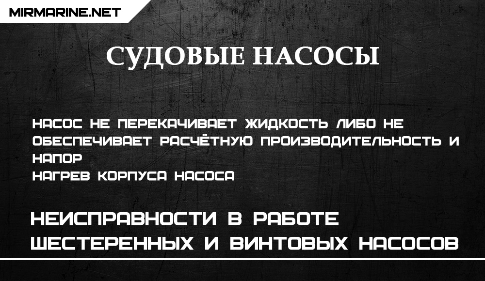 Неисправности в работе шестеренных и винтовых насосов