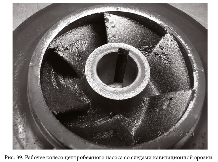 Рабочее колесо центробежного насоса со следами кавитационной эрозии
