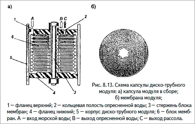 Схема капсулы диско-трубного
модуля: а) капсула модуля в сборе
