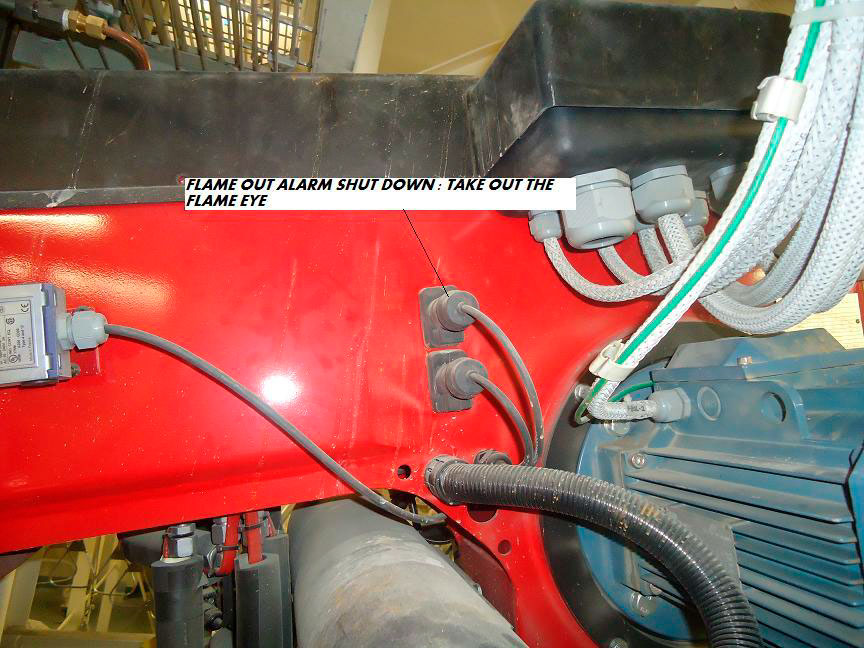 Flame out alarm shut down take out the flame eye 