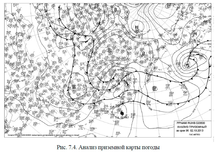 Анализ приземной карты погоды
