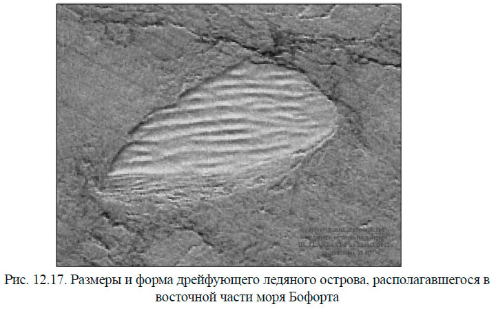 Размеры и форма дрейфующего ледяного острова, располагавшегося в восточной части моря Бофорта