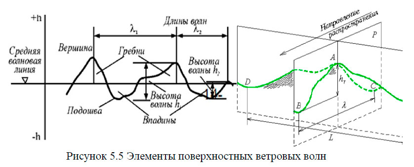 Элементы поверхностных ветровых волн