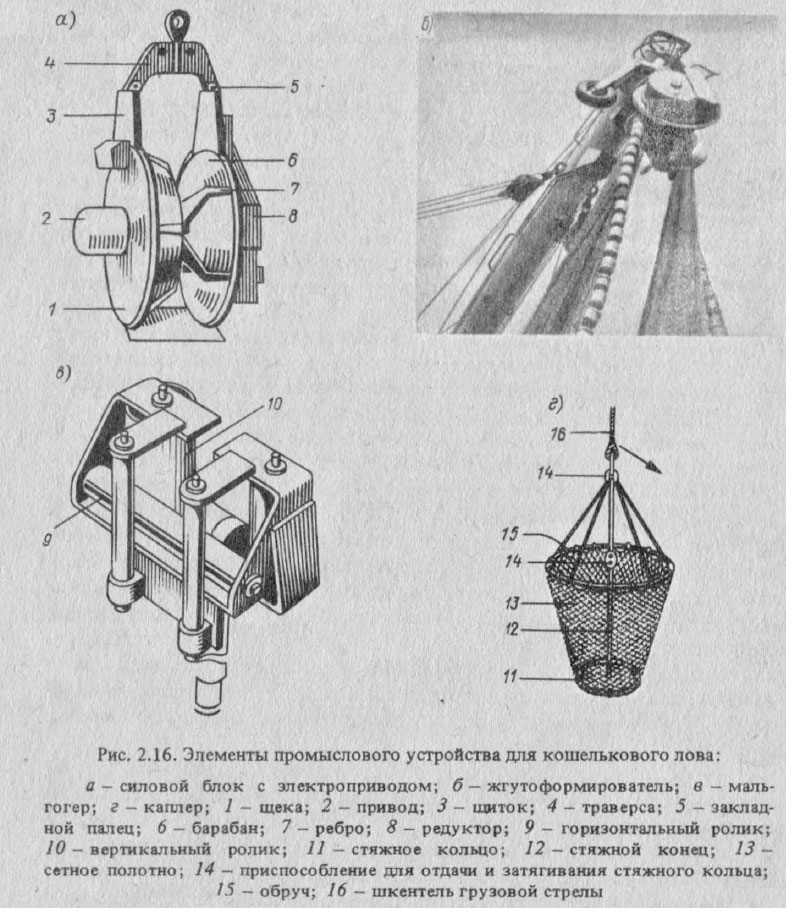 Элементы промыслового устройства для кошелькового лова