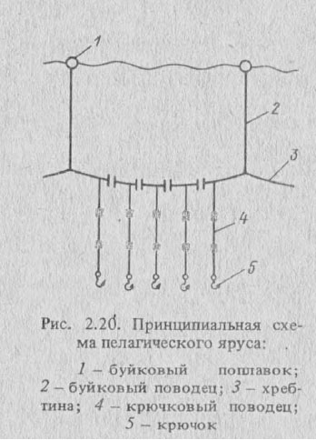 Принципиальная схема пелагического яруса